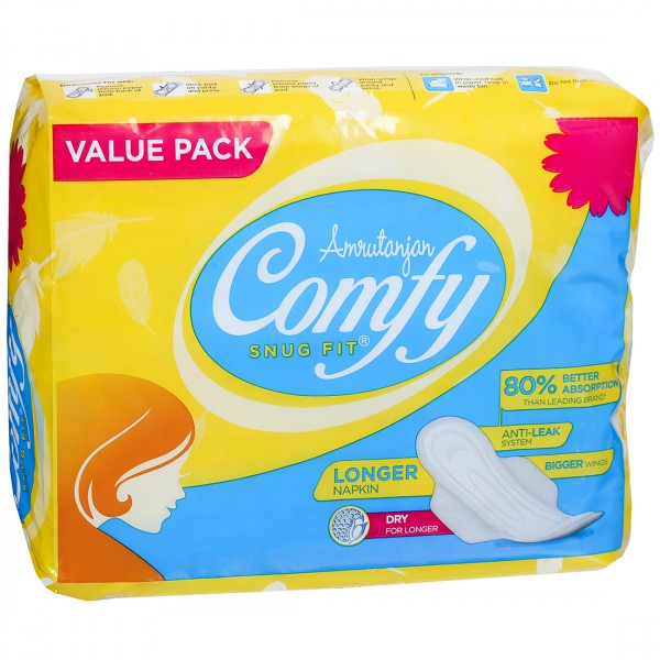 Amrutanjan Comfy Snug Fit Dry Regular Sanitary Pads Pack Of 18